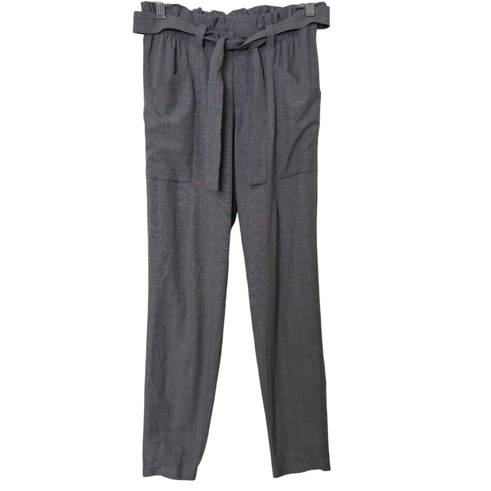 Athleta Black White Houndstooth Plaid Skyline Paper Bag Pants‎ Womens 0